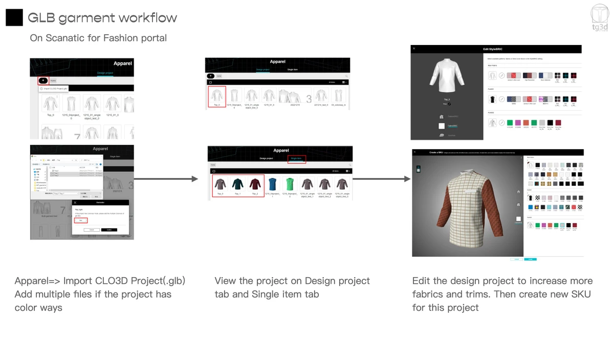 Import GLB files to 3D fashion design software